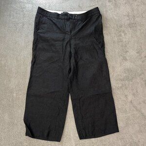 Talbots Chelsea Crop Black Dress Pants Women's 8 100% Linen Lightweight‎ Minimal